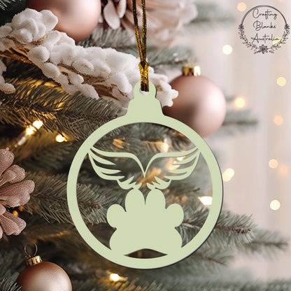 Paw Print Angel Wings • Bauble Shape • 100mm