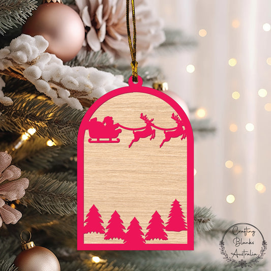 Santa Sleigh • Arch Double Layer Bauble • A8