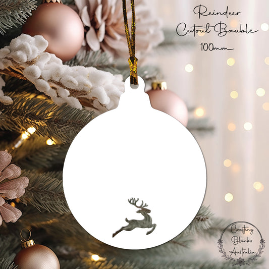 Reindeer • Cutout Bauble Shape • 100mm