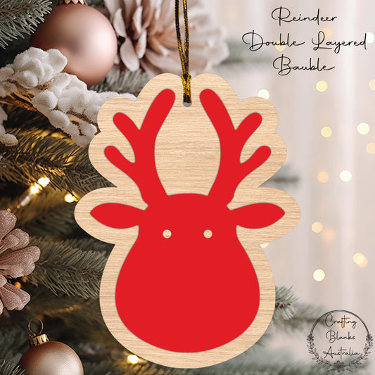 Reindeer Head • Double Layer • Bauble