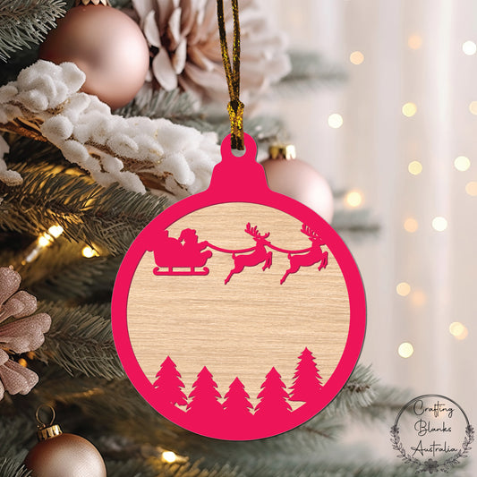 Santa Sleigh • Theme Bauble • Double Layer