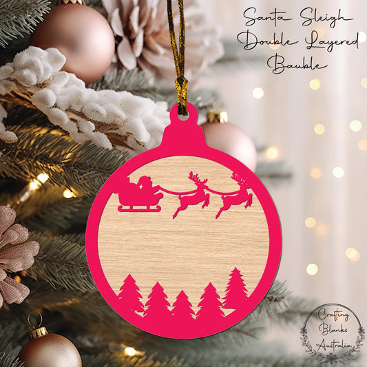 Santa Sleigh • Theme Bauble • Double Layer