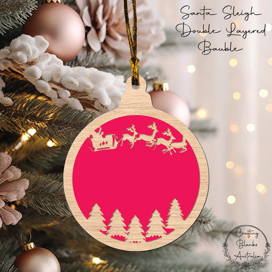 Santa Sleigh • Theme Bauble • Double Layer