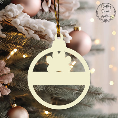 Paw Print • Cutout Bauble Shape • 80mm