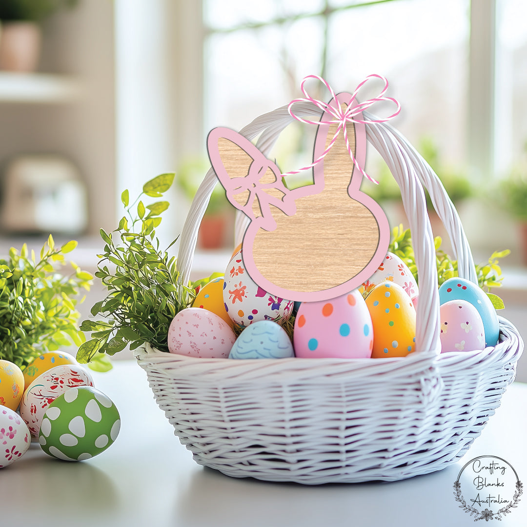 Bunny With Bow • Blank Tag • Double Layer