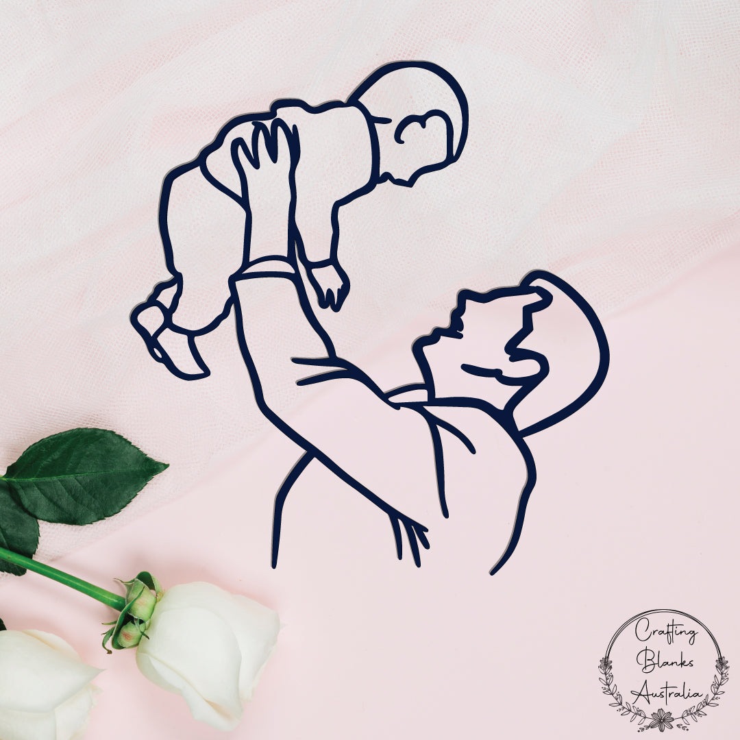 Dad & Baby • Line Art • 100mm