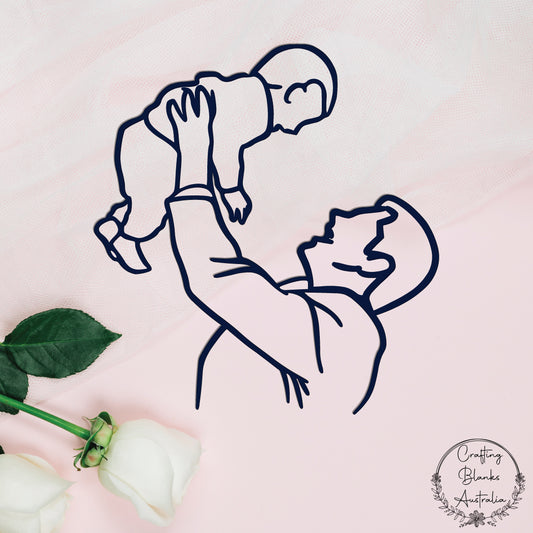 Dad & Baby • Line Art • 100mm