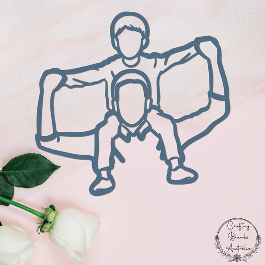 Dad With Child On Shoulders Holding Hands • Line Art • 100mm