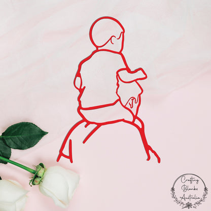 Dad With Child On Shoulders • Line Art • 100mm