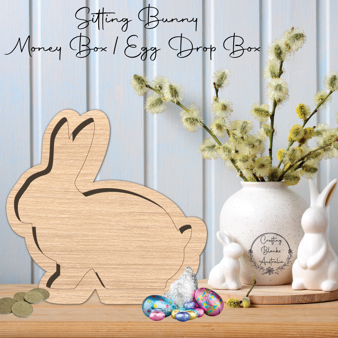 Sitting Bunny • Money Box • Egg Drop Box