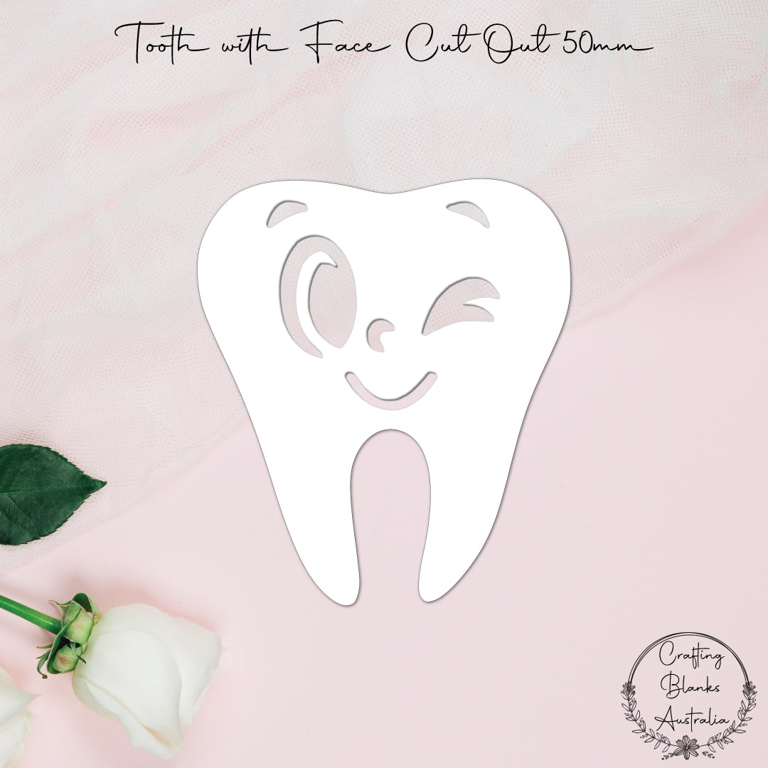 Tooth With Face Cut Out • Blank Shape • 50mm