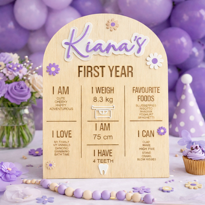 First Year Daisy • Milestone Achievement Board• Custom
