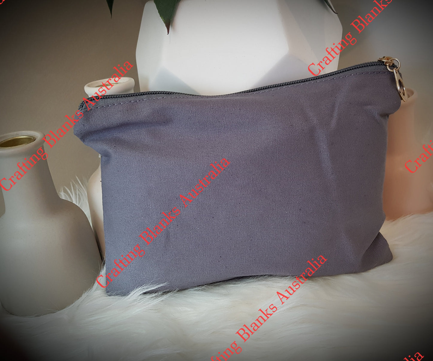 Grey Canvas cosmetic bags