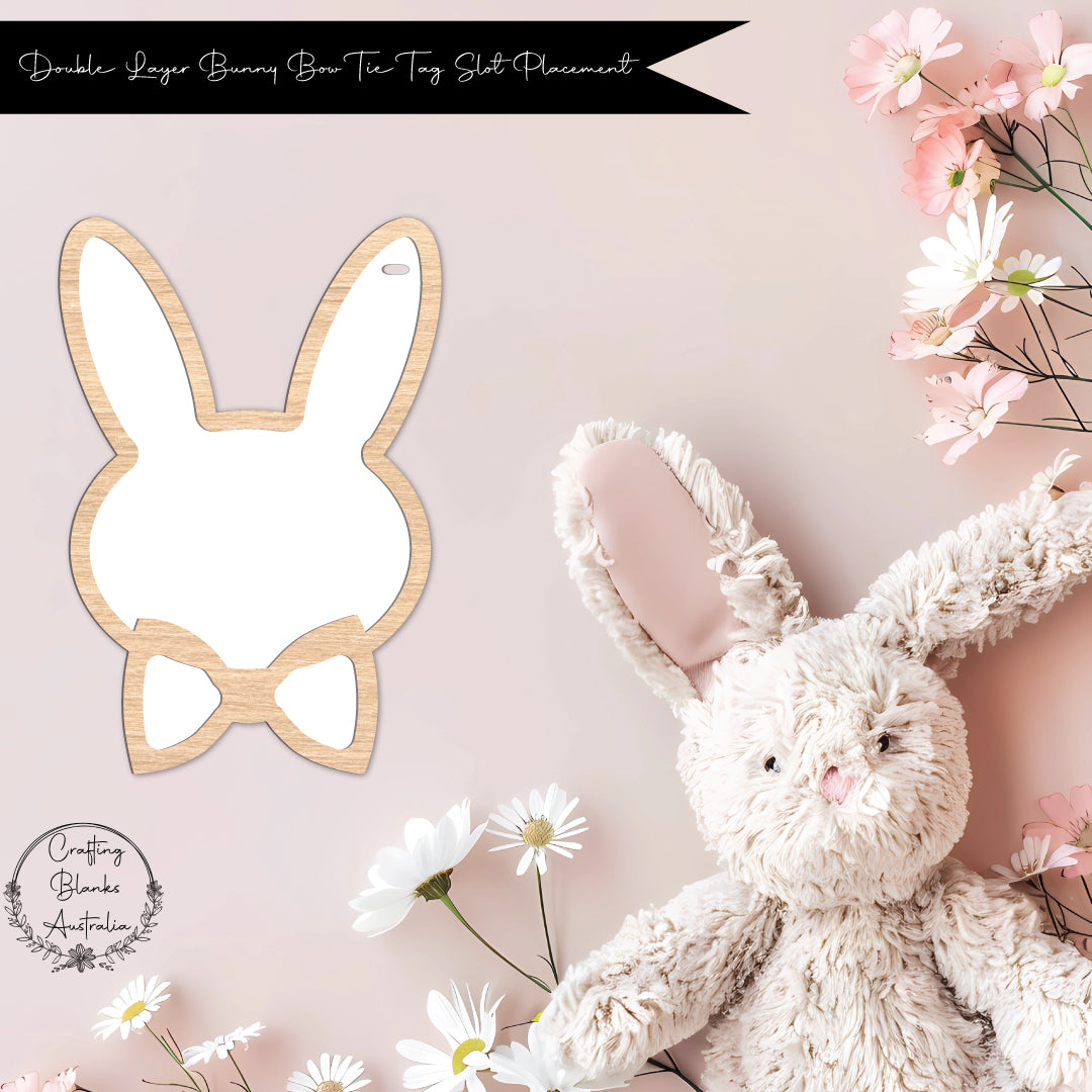 Bunny With Bow Tie • Blank Tag • Double Layer