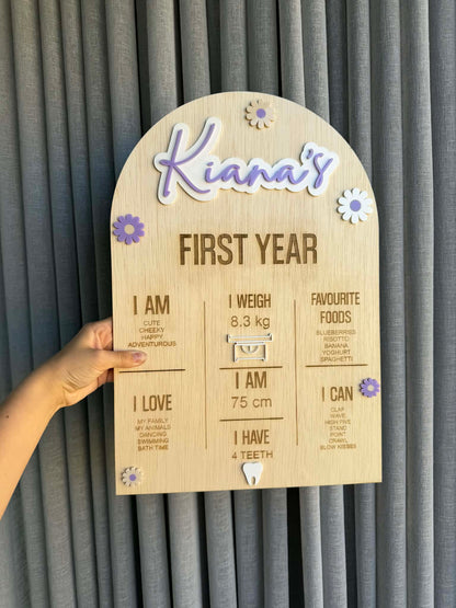 First Year Daisy • Milestone Achievement Board• Custom